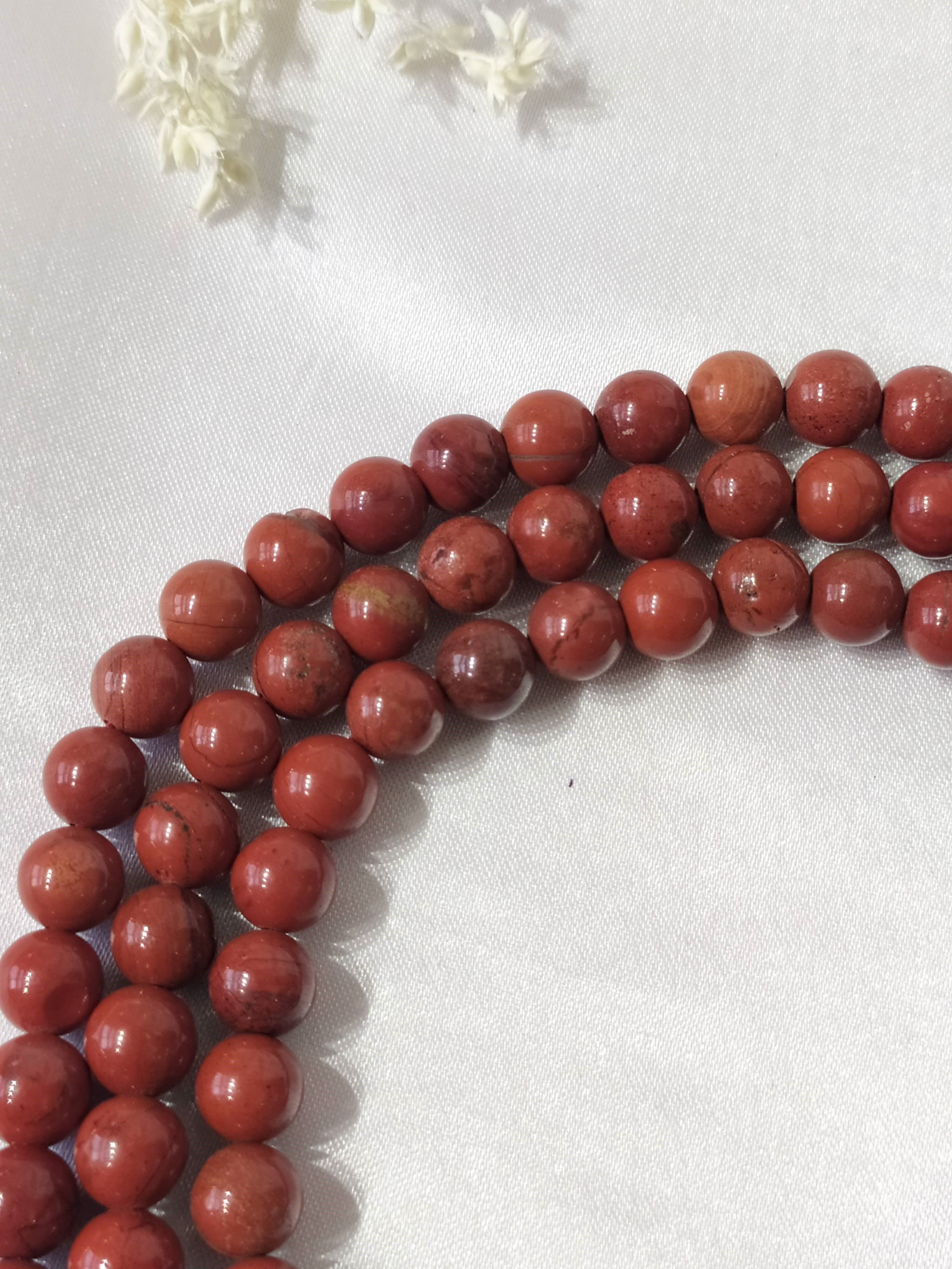 Soothing Crystals - Vente Collier de prière en perles - Mala en pierres précieuses | Jaspe rouge | Mala de prière à 108 perles | Jap Mala2