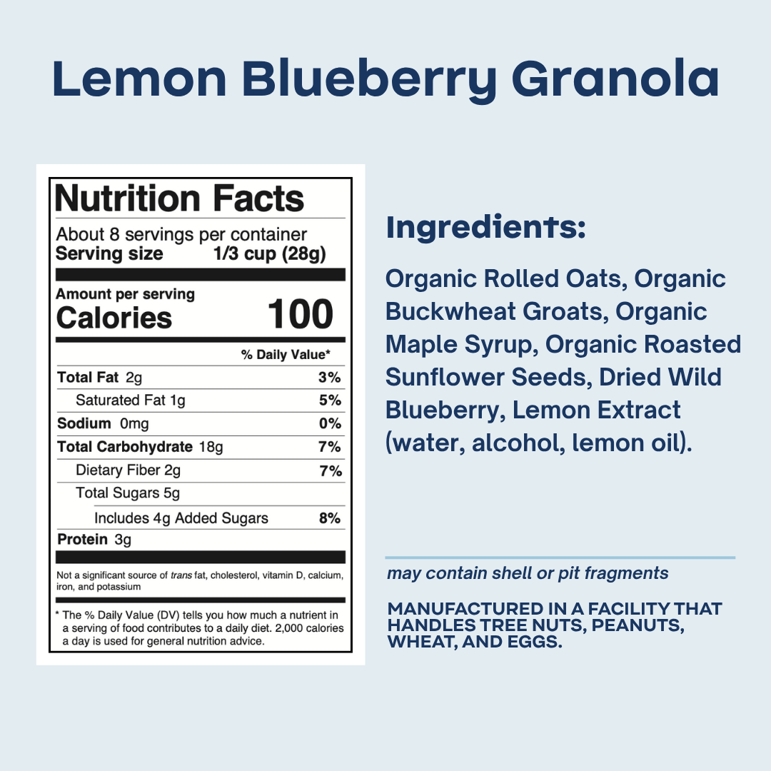 Rooted Living – wholesale Granola – Blåbär Citron Granola - 100% Komposterbar Påse (8oz)4