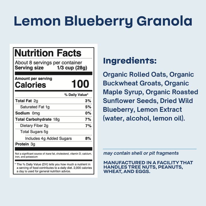 Rooted Living - Wholesale Granola - Blueberry Lemon Granola - 100% Compostable Pouch (8oz)4