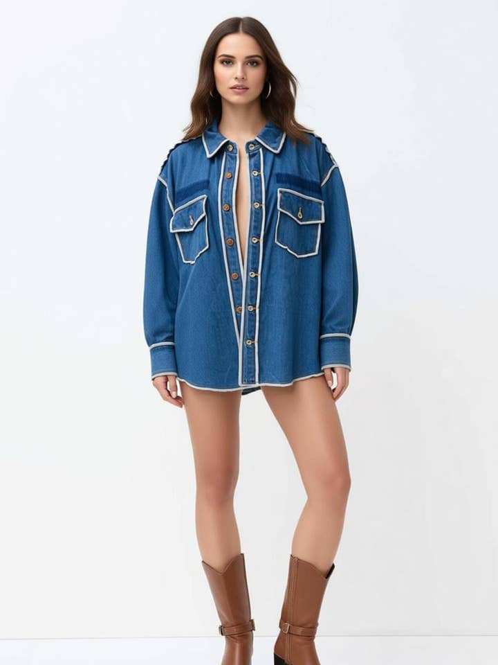 CASACO DE GANGA AZUL MULHER por atacado de Kis 2