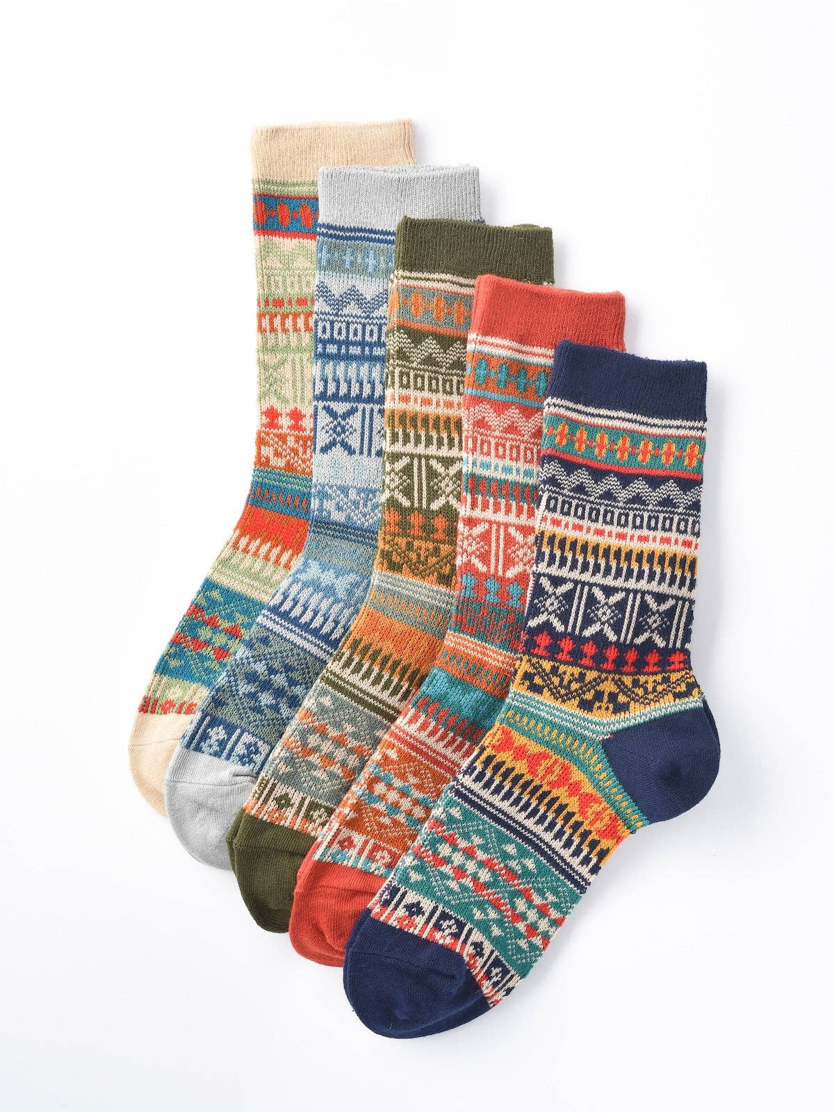 Funkyrel® Atzbranding Limited - Wholesale Socks - Women's - Rufia - Vintage Geometric Pattern Women's Mid-Calf Socks13