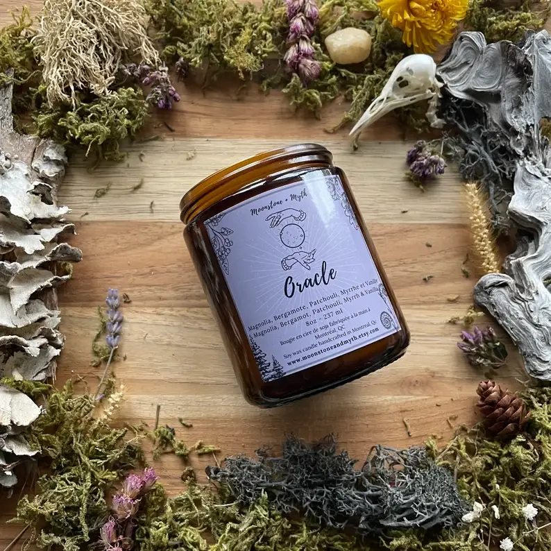 Moonstone and Myth - Wholesale Jar/Filled Candle - Oracle, 100% soy wax scented candle4