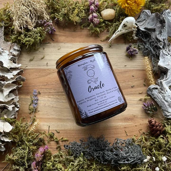 Moonstone and Myth - Wholesale Jar/filled candle - Oracle, 100% soy wax scented candle4