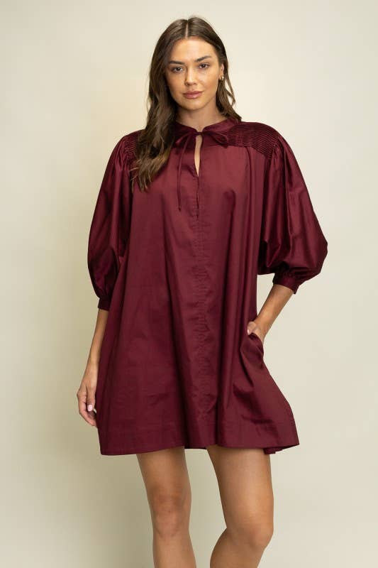 Heyson - Wholesale Dress - Women's - JOD1176 Pintuck Detail A-Line Mini Dress1