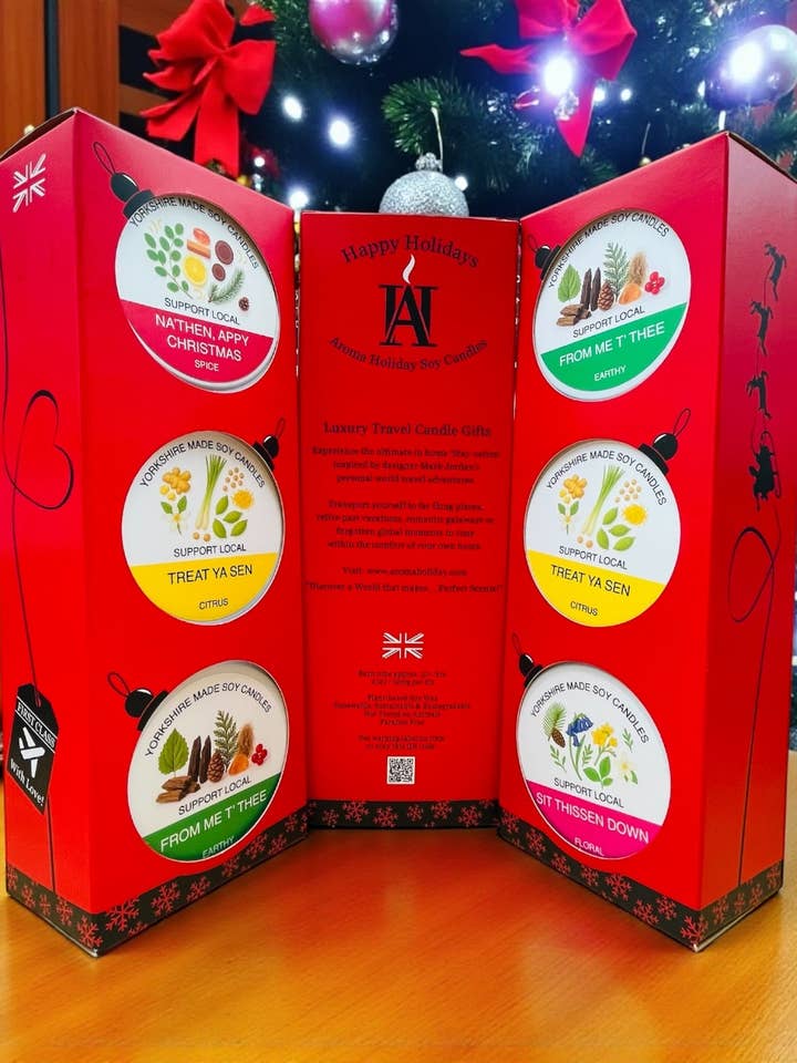 CHRISTMAS YORSHIRE Sayings Triple Soy Candle Gift Sets for wholesale by AromaHoliday Ltd