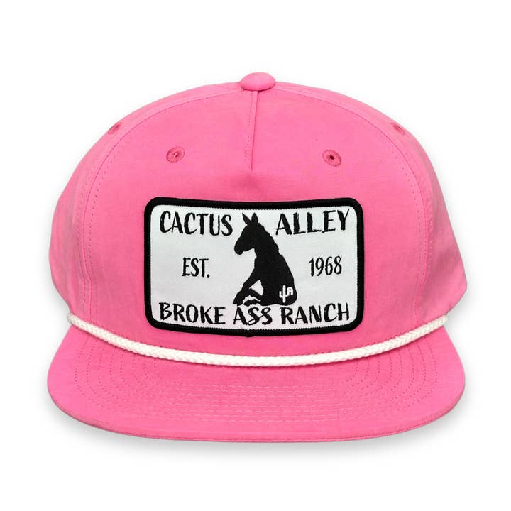 "Donkey"- CA 256 Pink/ White Rope, Snapback Cap (2025) for wholesale by Cactus Alley Hat Co.