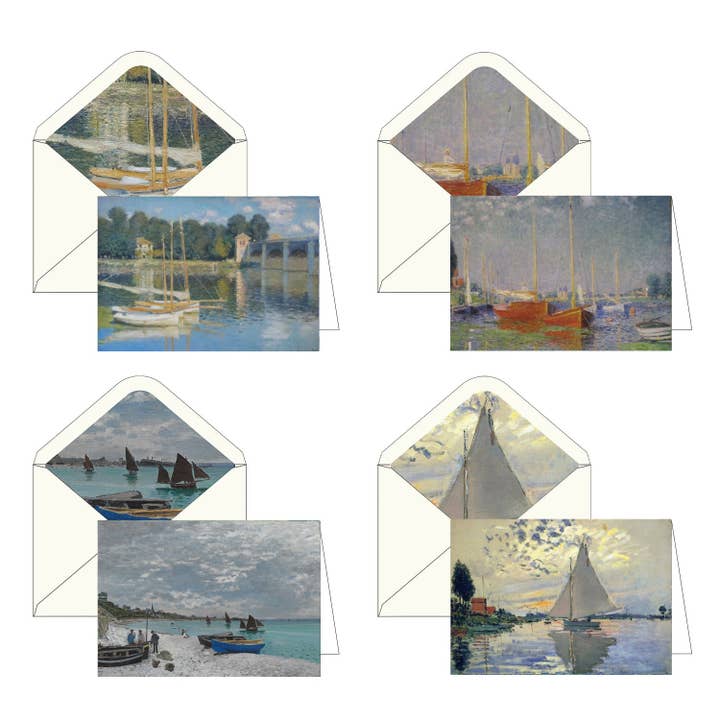 Bateaux de Monet - Cartes de correspondance vierges en boîte – Ensemble de 16 dans une boîte cadeau souvenir pour la vente par RainCaper