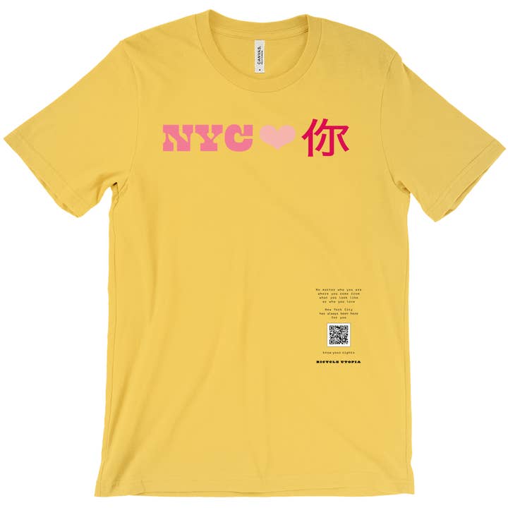 NYC ❤️ You Grafisk T-shirt | Allierad för invandrarättigheter - Mandarin för wholesale av Bicycle Utopia