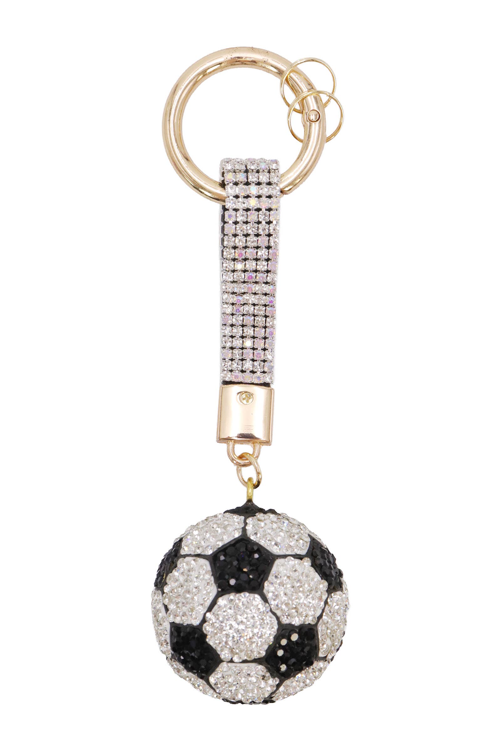 ASSORTED Soccer Ball Bling Crystal Rhinestone Key Ring for wholesale on Faire2