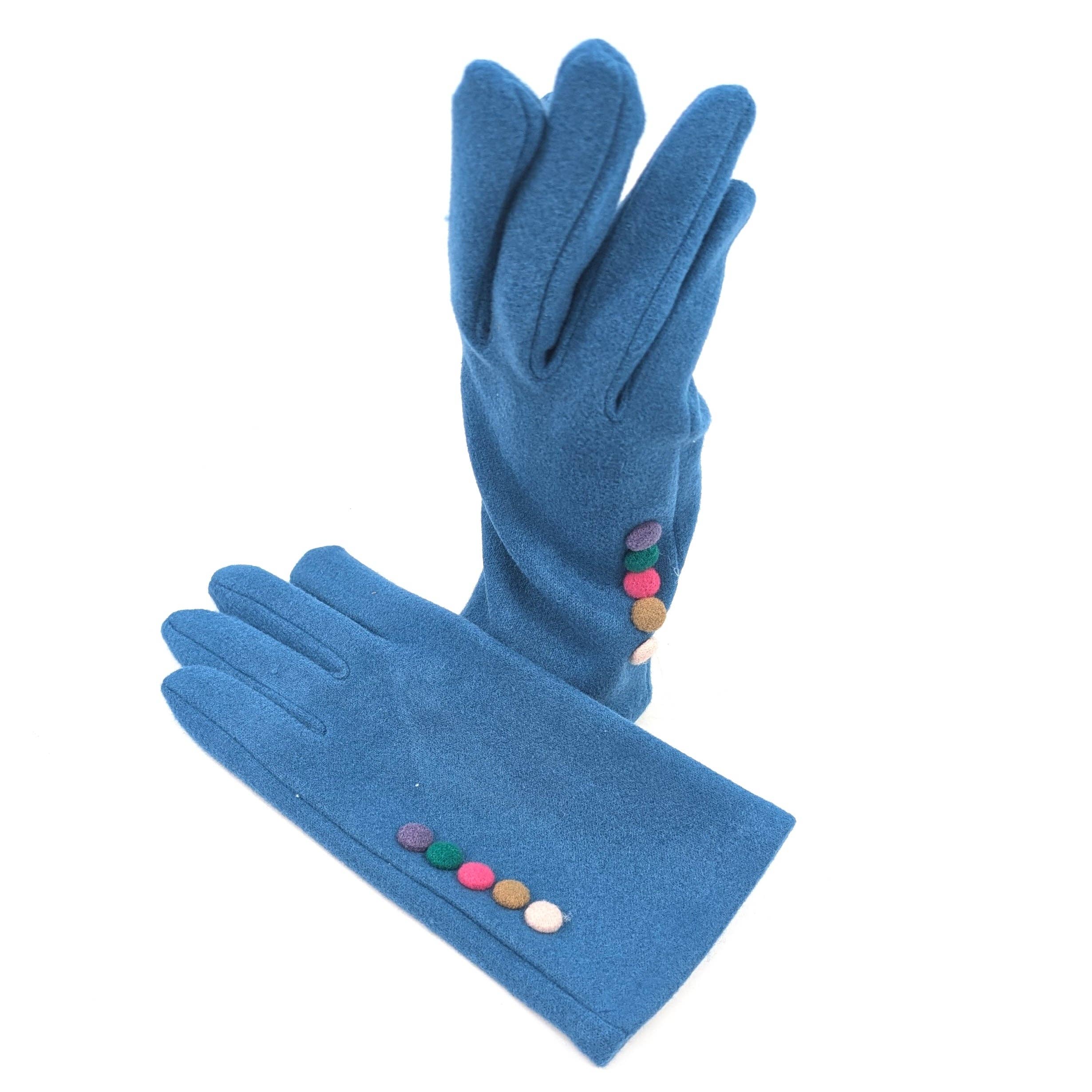 Black Ginger – wholesale Gloves – Women's – Buttoned Gloves - Blue5