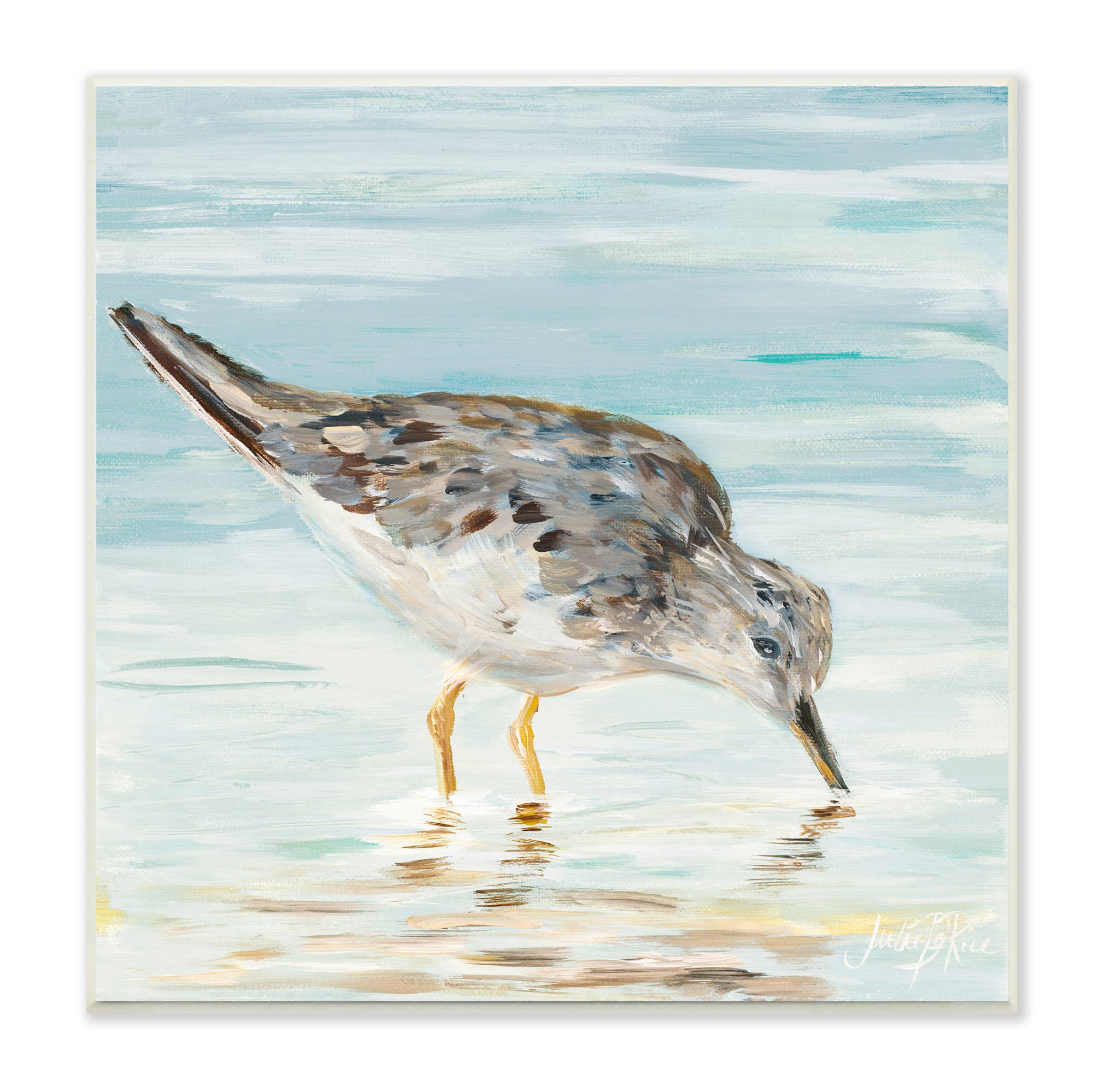Stupell Industries - Wholesale Plaque - Sandpiper Hunting on Beach Coast Shallow Nautical Plaque Art0