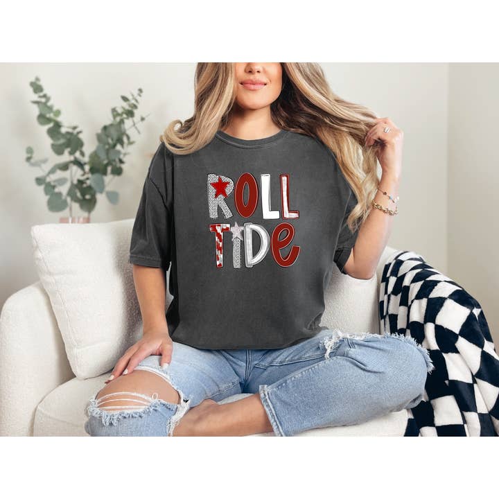 Simply You Customs - Wholesale T-Shirt (Graphic) - Women's - Roll Tide Painted Pattern  1