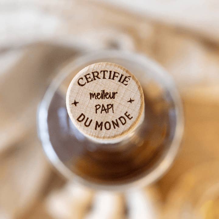 My Bambou - Wholesale Wine Stopper - “Bonne Fête Papi” wine bottle stopper in cork and wood - My Bambou