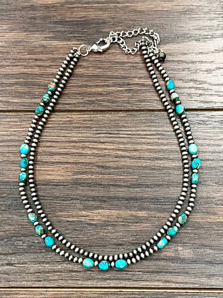 739662, Handmade 16" Navajo Oval Gemstone Necklace for wholesale by ISAC Trading Inc