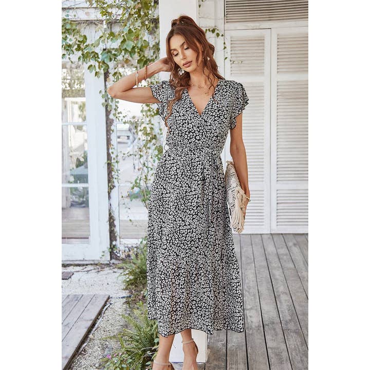 Printed V Neck Maxi Dress for wholesale by Elings