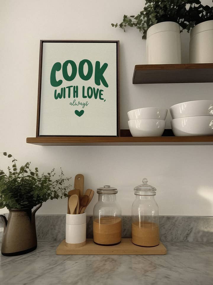 COOK WITH LOVE, canvas wall art print for wholesale by Oleka Canvas