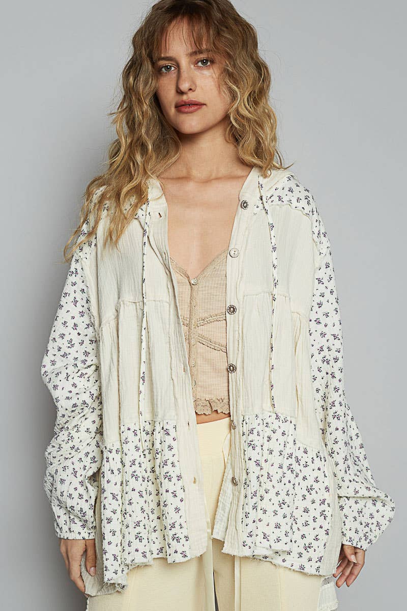 Pol Clothing - Wholesale Jacket - Women's - Balloon sleeve double gauze shirring detail jacket15