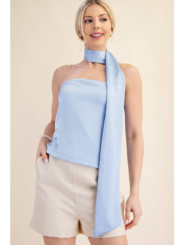 Glam - Wholesale Blouse - Women's - Straight Neckline Scarf Top