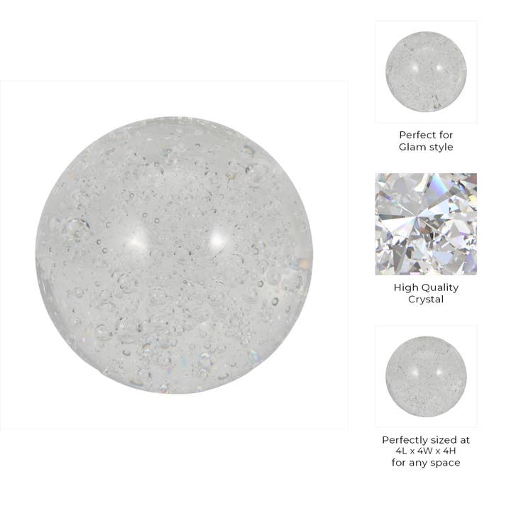 Sagebrook Home - Wholesale Decorative Tabletop Object - Clear 4 in. Glass Crystal Ball Decorative Orb2