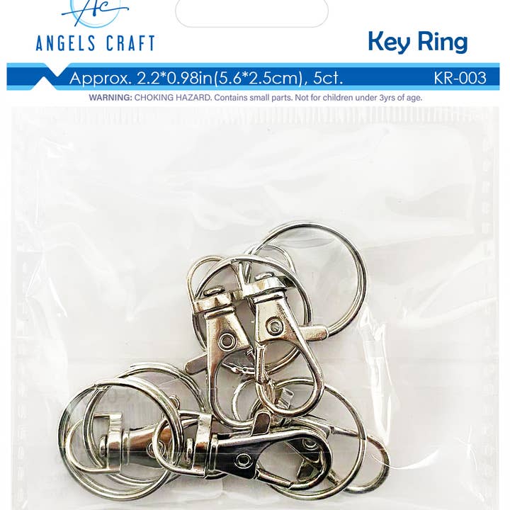 Angels Craft - Wholesale Keychain - Unisex - Key Ring w/ Swivel Snap Hooks 5-ct
