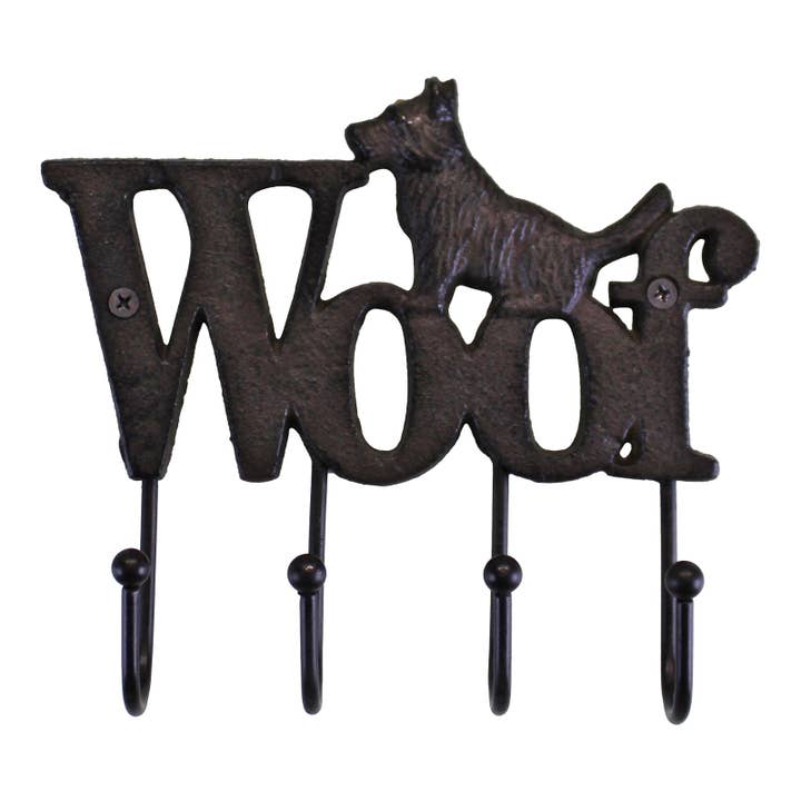 Geko Products - Wholesale Wall Hook - Rustic Cast Iron Wall Hooks, Dog Design With 4 Hooks