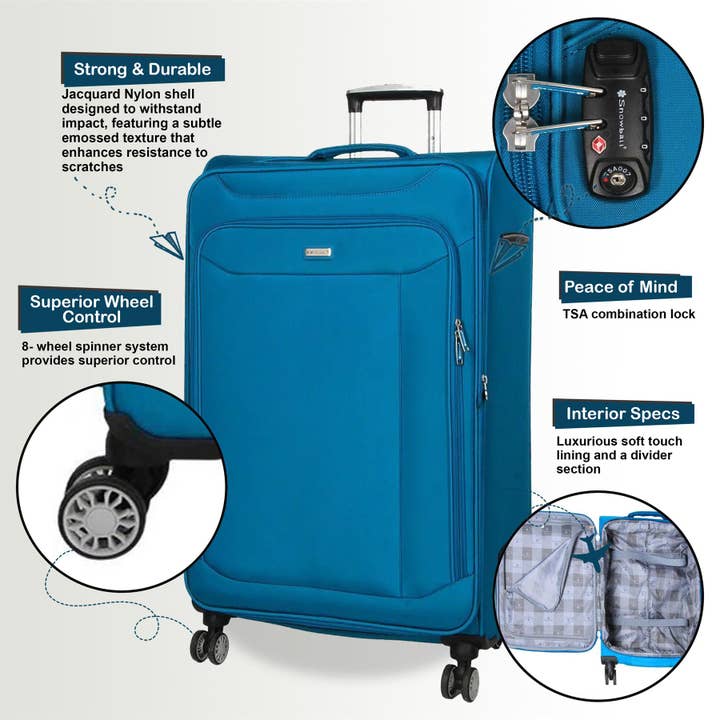 Infinity Leather (Upperclass Fashions Ltd) – wholesale Luggage – Soft Lightweight Dual 4 Wheel Suitcase Luggage
