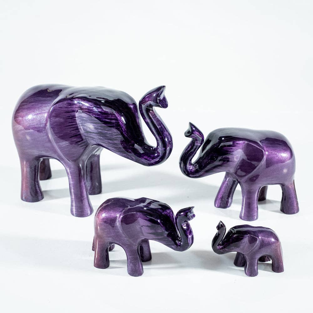 Tilnar Art - Wholesale Decorative Figurine - Brushed Purple Elephant Trunk Up Medium 9 cm0