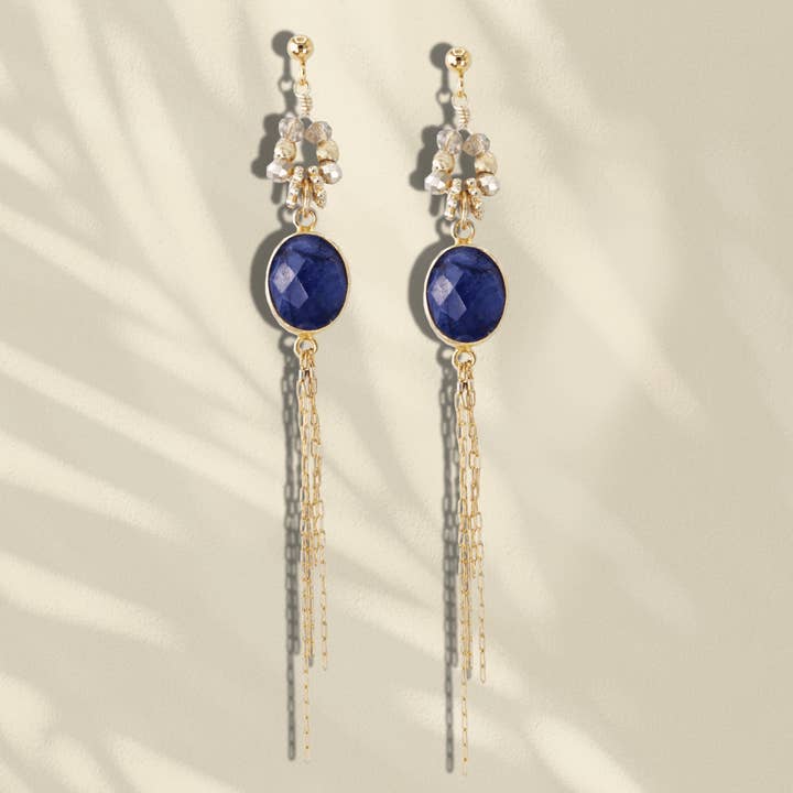 Ilana Sapphire Blue 24 Earrings for wholesale by LOetMA