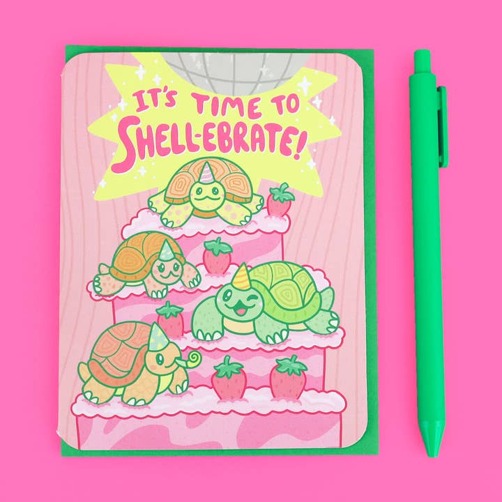 It’s Time To Shell-Ebrate Turtle Congrats Card for wholesale by Turtle's Soup