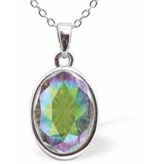 Österrikiskt kristallmystiskt ovalt halsband i Paradise Shine för wholesale av Byzantium Collection Ltd