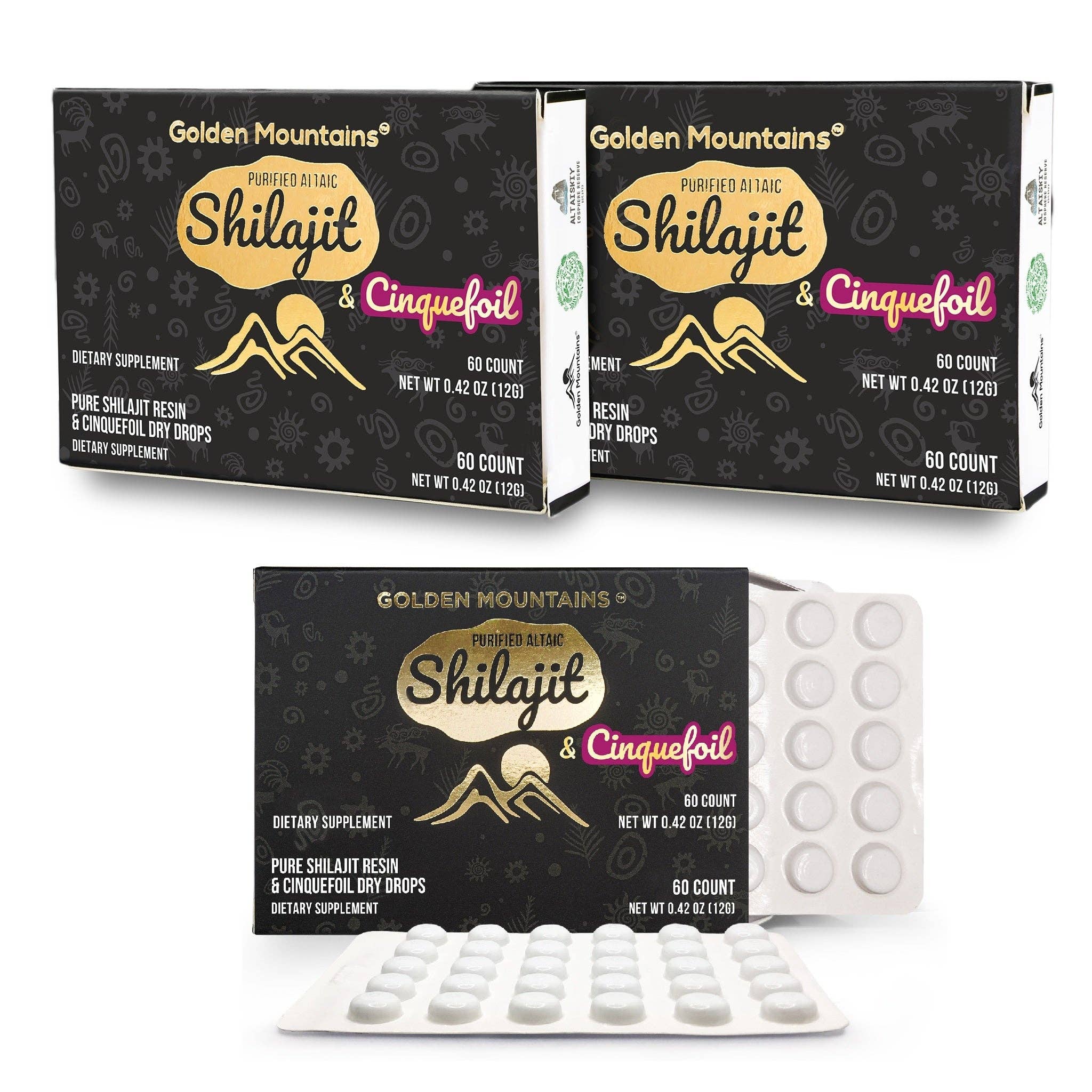 SiberianGreen - Wholesale Oral Supplement/Vitamin - Siberian Green Pure Altai Shilajit Resin w Cinquefoil Herb Extract – 180 Dry Drops (3-Pack)0