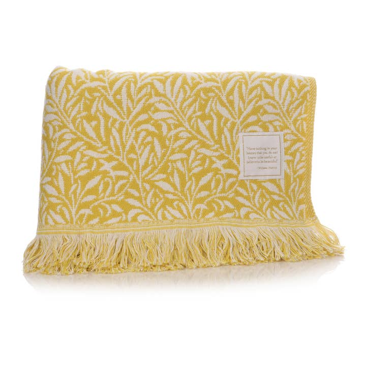 Half Moon Bay By Design - Wholesale Throw Blanket - Recycled RPET Blanket William Morris Willow Ochre Yellow