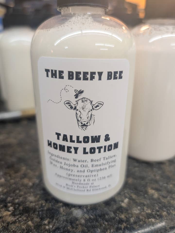 Tallow and Honey Body Lotion - 8 oz pump bottle for wholesale by Rick's Pecker Palace, LLC