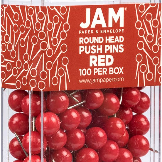 JAM PAPER - Wholesale Thumbtacks - Round Head Map Thumb Tacks, Red Pushpins, 100/Pack2