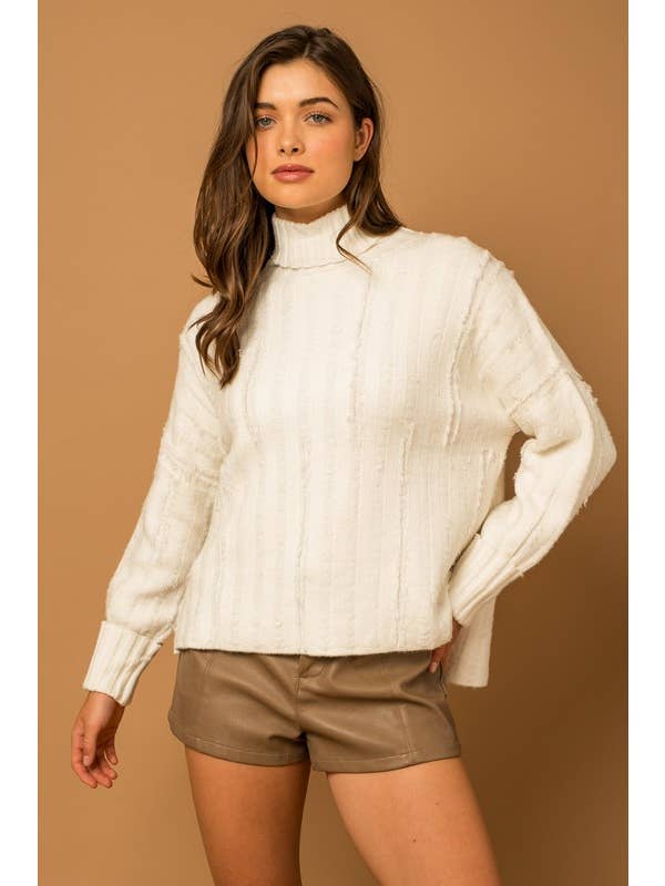 GILLI - Wholesale Knit Sweater - Women's - Textured Knit Turtleneck Sweater