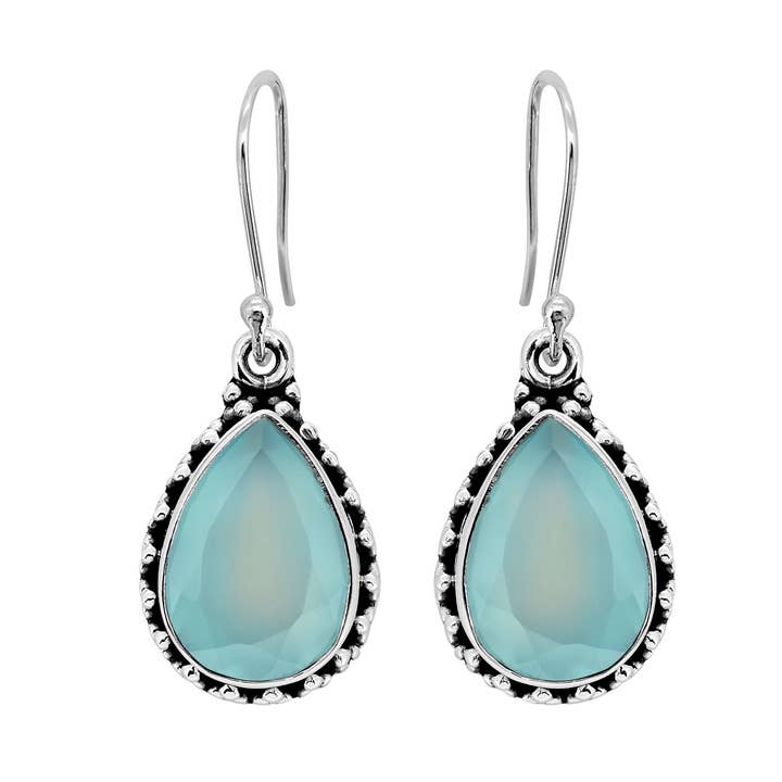 Tiramisu - Wholesale Dangle Earrings - 925 Silver Aqua Chalcedony Gemstone Earring0