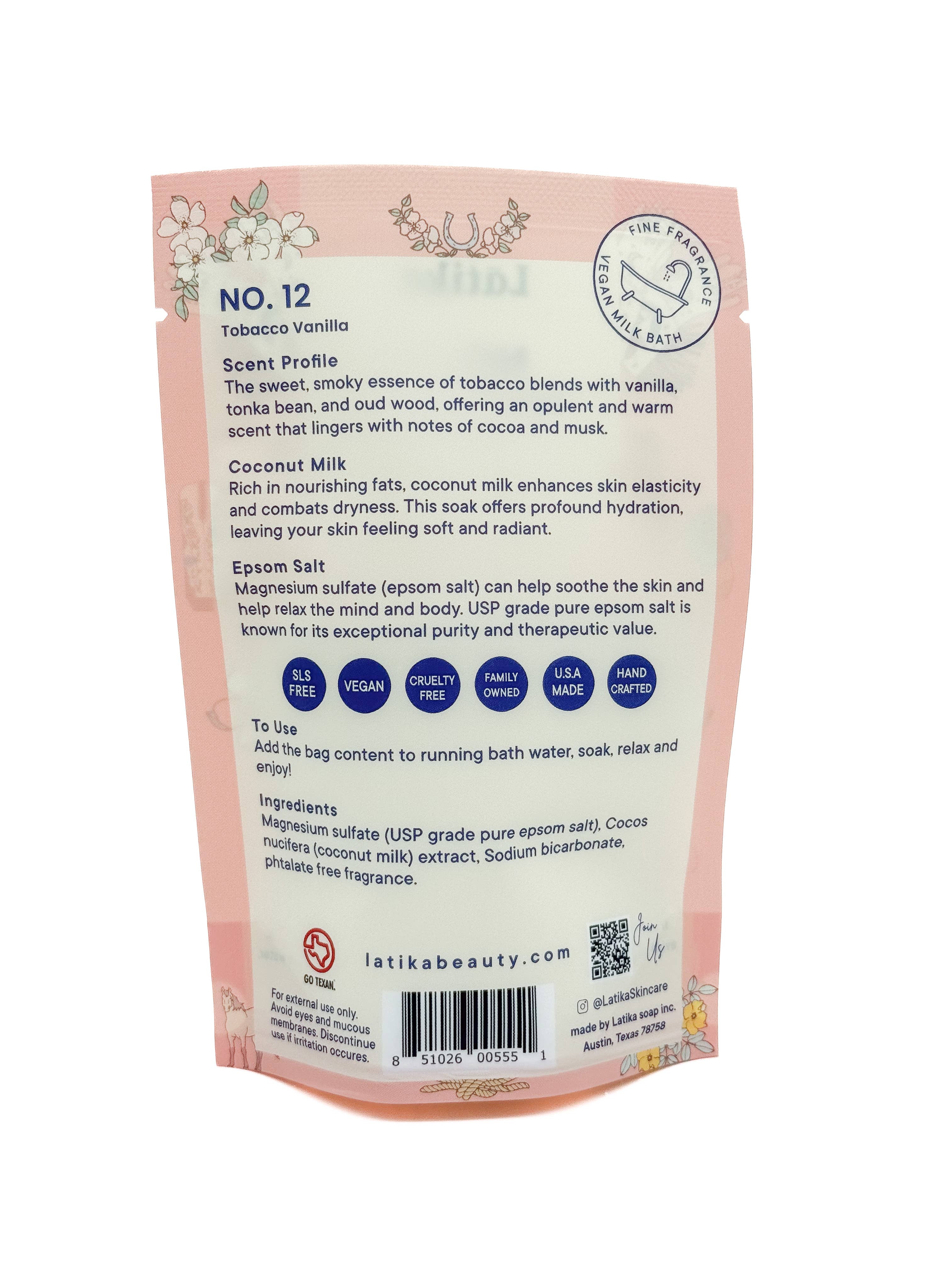 Latika Beauty - Wholesale Bath Soak/Milk - Vegan Milk Bath Soak – Warm Tobacco & Vanilla 🐎2