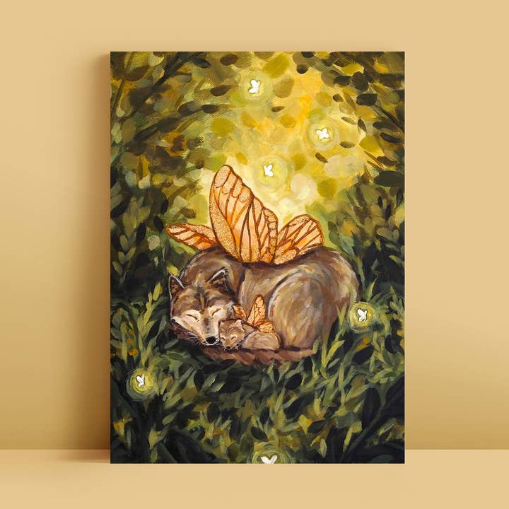 Impression d'art Loups Féeriques | 5x7'' | Décoration de chambre d'enfant Loup mignon pour la vente par Doro Marcello