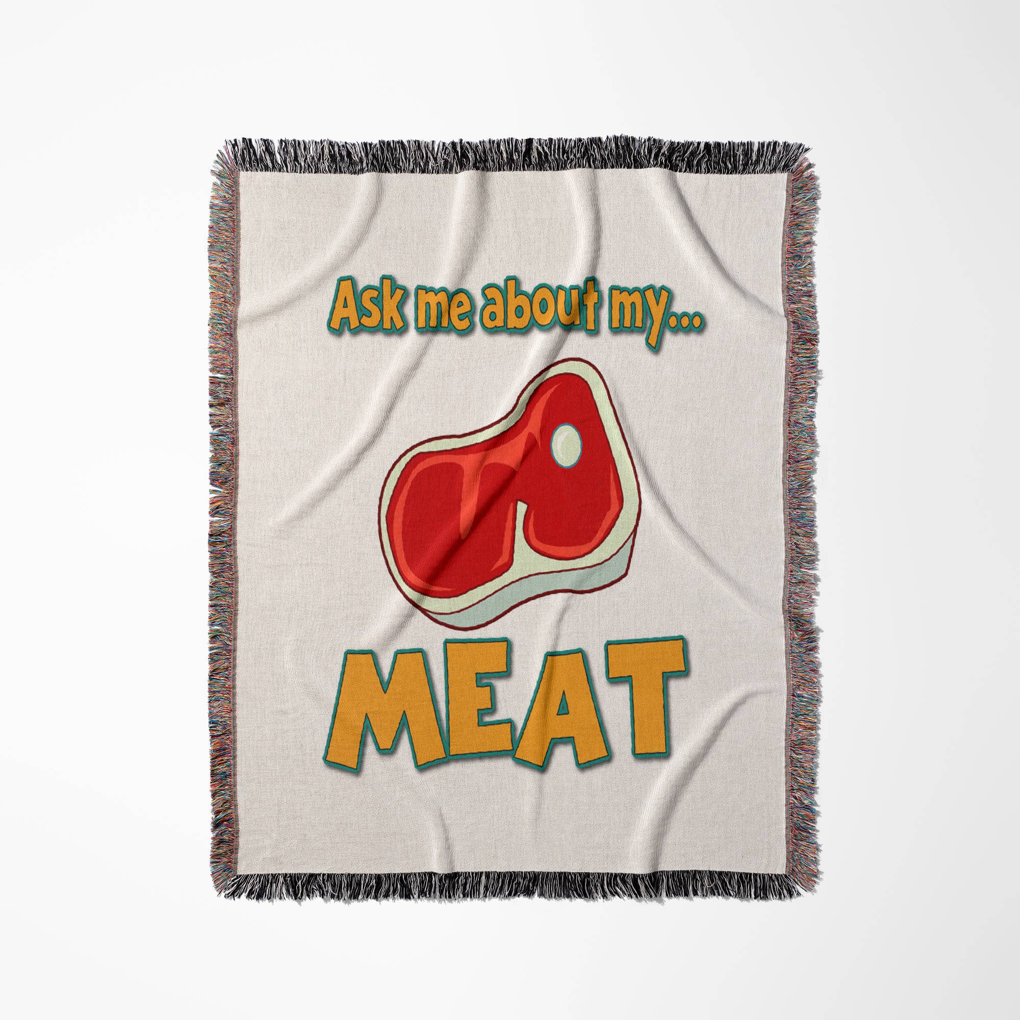 3dRose - Wholesale Throw Blanket - 3dRose, Funny Ask Me About My Meat Steak Butcher Humor, Blanket