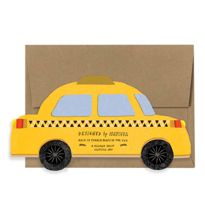 Isatopia - Vendita all'ingrosso Biglietti di auguri generici - Carta Yellow Cab - Collezione NYC Die Cut