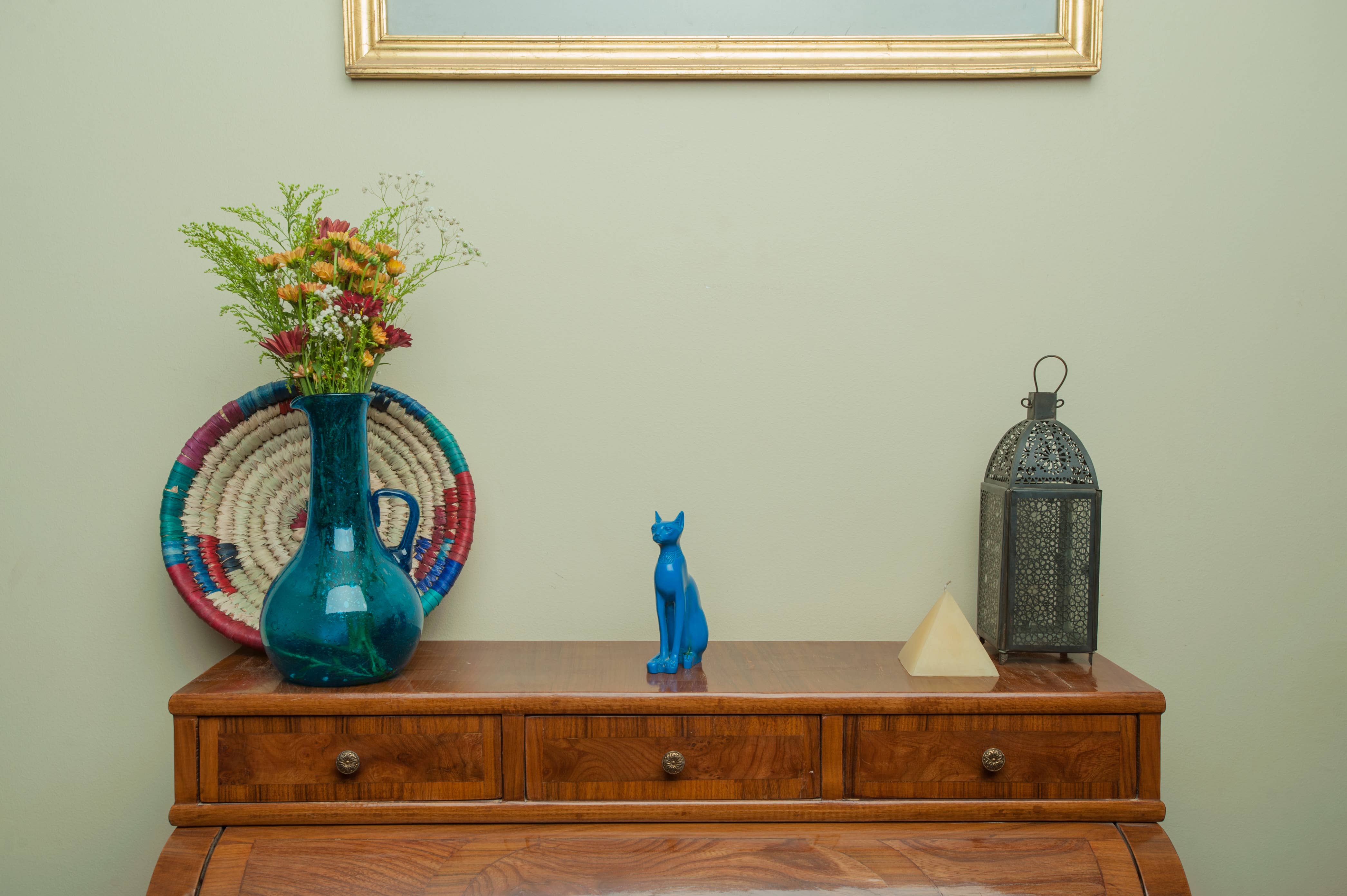 Discoveries, Inc. - Wholesale Decorative Figurine - Bastet Cat Statue Blue with Earring - 5.5" -Egyptian Goddess7