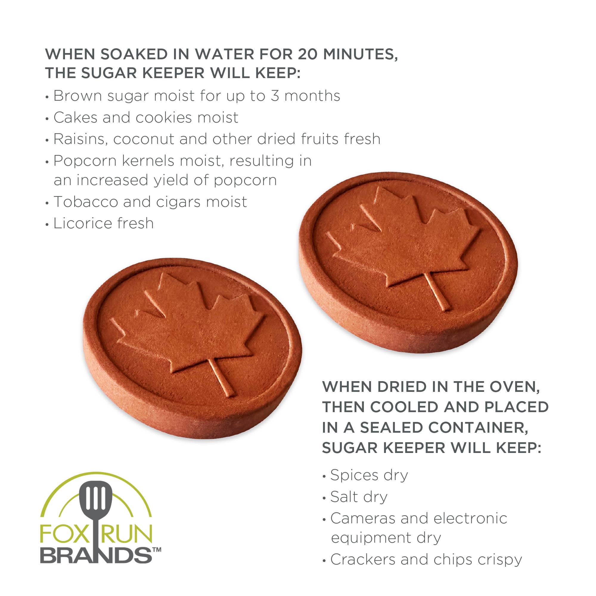 Fox Run Brands - Wholesale Keukengereedschap/gadget - Fox Run Terracotta Maple Leaf Brown Sugar Keepers, set van 26