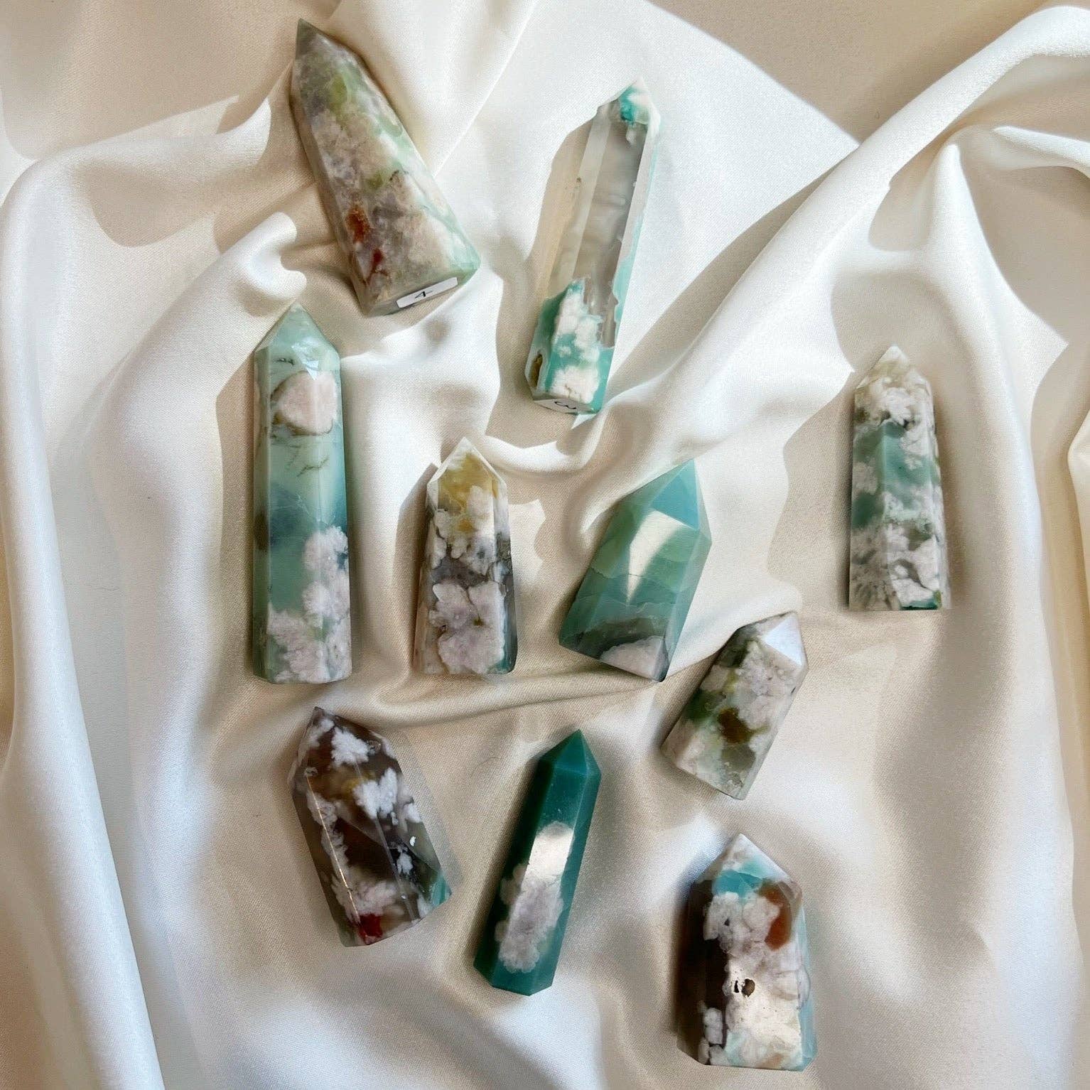 Wild Moon Artistry - Wholesale Spiritual Stone/Crystal - Green Flower Agate Tower 1-104