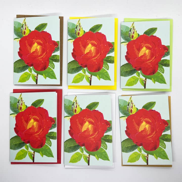 The Red Barn Press - Wholesale Gift Tag - Gift Gift Enclosure Card | Bright Red Rose Gift Tag