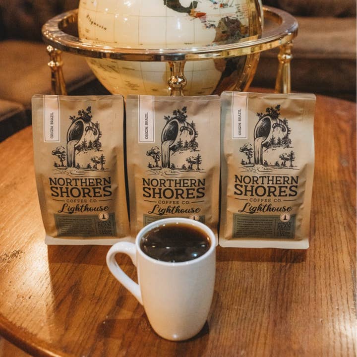 Lighthouse Blend 12oz whole bean Brazilian coffee for wholesale by Northern Shores Coffee Co.