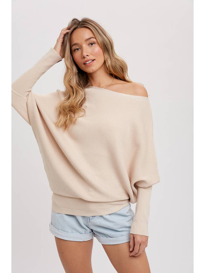 Bluivy - Wholesale Knit Sweater - Women's - ASYMMETRICAL OPEN SHOULDER DOLMAN PULLOVER37