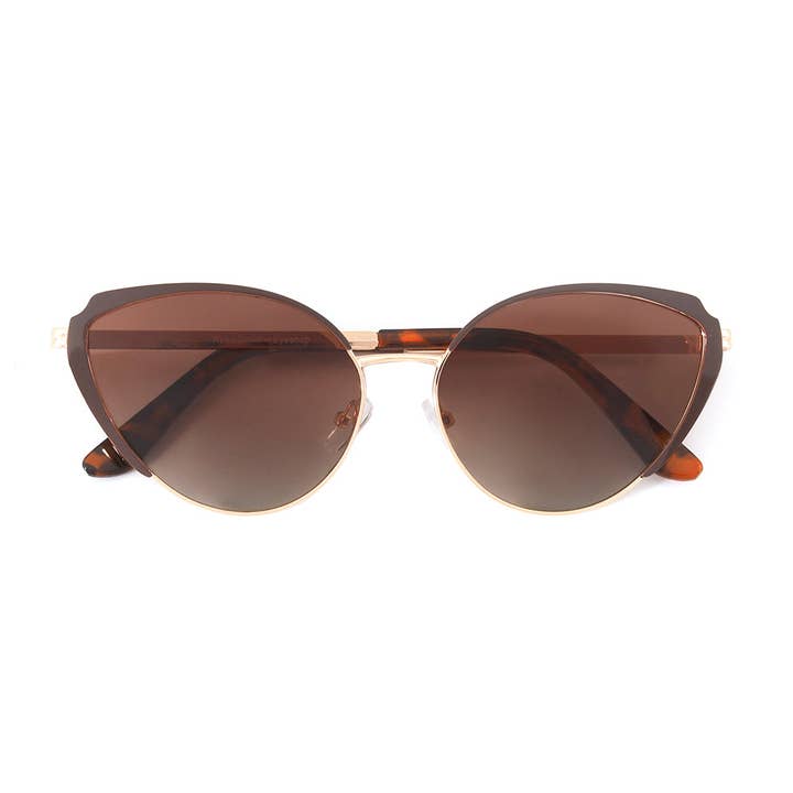 Ryan Simkhai Eyeshop - Wholesale Sunglasses - Women's - LOTUS | Gold / Brown Frame / Tortoise Tips | Polarized Sunglasses