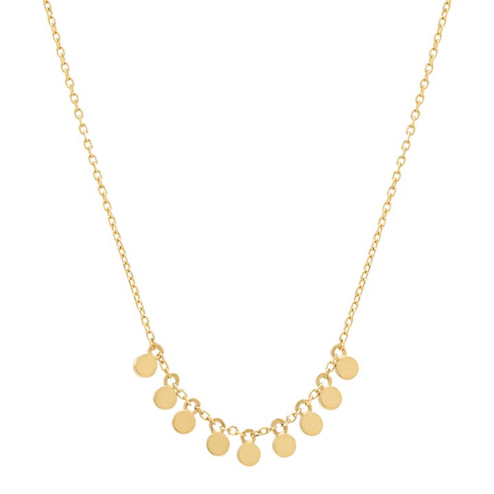 Collier délicat multi-disques en or jaune 14 carats pour la vente par Ofina Jewelry