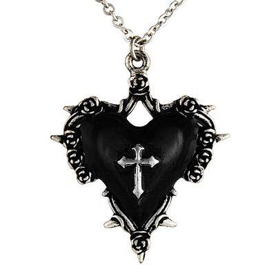 Collier Cœur noir avec croix pour la vente par Western Fashion