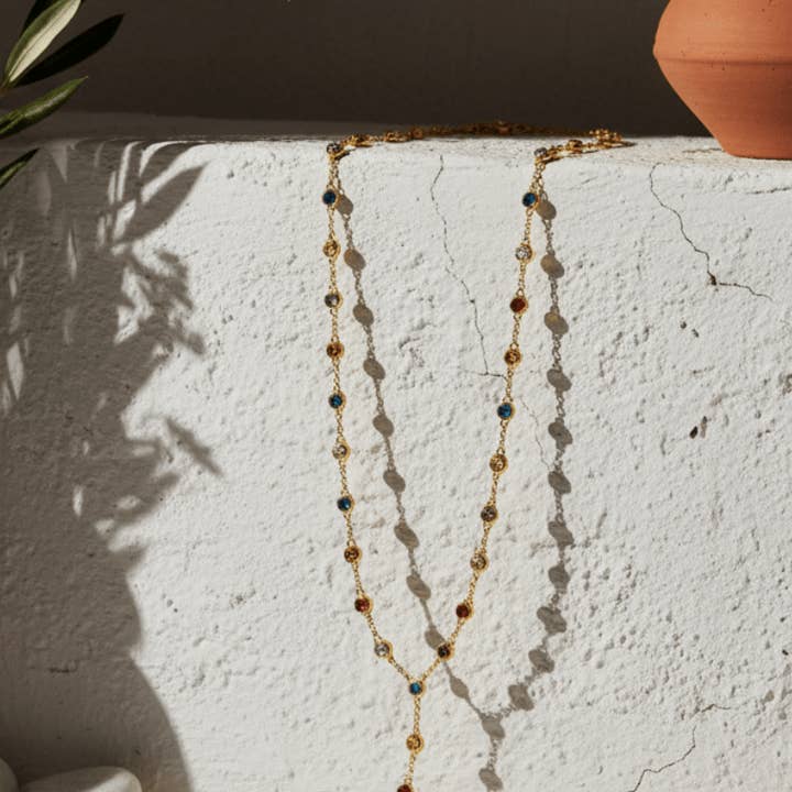 ALEXIS DAOUD JEWELRY - Wholesale Y-Neck/Lariat Necklace - Rainbow Bezel Lariat Necklace2